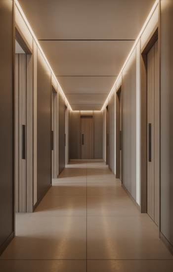 hotel corridor fully fitted pre-hung doorsets